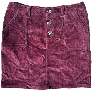 Joe Fresh  Girls Maroon Corduroy Button Skirt Size 12